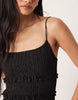 crinkle mini sundress with shirred dropped waist in black
