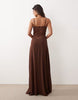 Noughts & Kisses lace panel insert maxi dress in chocolate