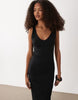 wide rib knit sleeveless scoop neck midaxi dress in black