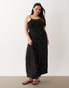 Esmee Curve shirred maxi beach dress in black & white polka dot