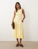 Mango cotton rich boat neck maxi dress in yellow