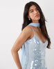 Gina Tricot sequined maxi dress in light blue