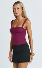 Eloise Top - Straight Neckline Corset Top in Burgundy