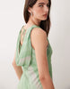 sleeveless cowl neck maxi dress with frill hem in multi stripes
