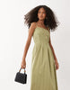 Miss Selfridge strappy eyelet midaxi dress in sage