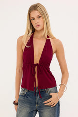 Motel Yiva Top Jersey Burgundy