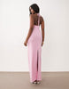South Beach halterneck maxi dress with wrap waist in baby pink
