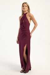 Perfect Stranger Ember Halter Maxi Dress Plum