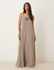 JDY cheesecloth sleeveless tie front maxi dress in brown