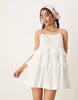 ruffle tiered mini sundress in white