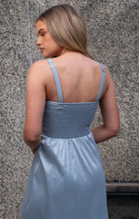 Rebecca Midi Dress ~ Steel Blue Taffeta