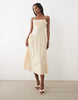 Mango cotton rich structured strappy midi dress in cream