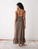 COLLUSION channel detail cami maxi dress in brown check