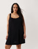 Curve scoop neck shift mini dress in black