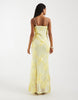 PIECES floral embroidered mesh cami maxi dress in pastel yellow