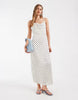 ONLY satin maxi dress in white polka dot
