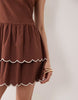 Esmée mini beach dress with cream scallop trim in brown