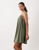textured one shoulder mini dress in khaki green