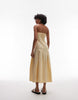 Topshop seamed detail bandeau midi dress in buttermilk