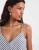 Vero Moda linen blend cami strap midi dress in navy and white stripe