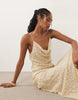 Mango textured cowl neck maxi dress in cream