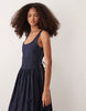 denim ballerina midi dress in rinse