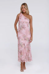 Pretty Whispers One Shoulder Maxi Dress Pink