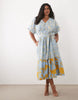 Hope & Ivy Plus wrap midaxi dress in blue and yellow floral