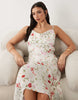 YAS satin cami midi dress in white garden floral print