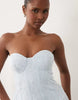 Premium corset bandeau lace maxi dress with skirt overlay in light blue