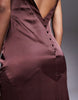 dropped waist satin and chiffon mix maxi dress with full godet skirt
