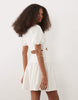puff sleeve cut out detail mini dress in white