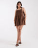 Curve Rita pleated beach cover up in chocolate