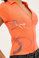 Neovision Coil Zip Through Polo Tee Coral