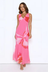 Crystal Gardenia Maxi Dress Pink