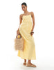 PIECES cami midi dress in pale yellow stripe