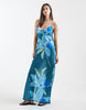 Aray sheer beach maxi dress in blue floral print
