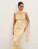 Pretty Lavish Eden scarf cowl neck printed jacquard maxi dress in lemon floral