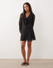 Miss Selfridge button up mini with collar in polka dot print