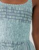 Abercrombie & Fitch scoop neck dipped waist midaxi dress in blue stripes