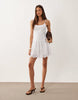 Mango 100% cotton strappy mini dress with embroidered skirt in white