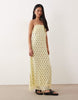 cami maxi slip dress with lace trims in buttermilk base spot print