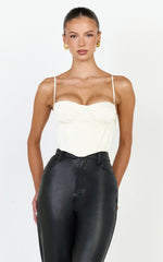 Allegra Top - Panelled Cup and Bodice Corset Top in Off White