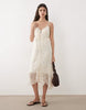 Abercrombie & Fitch tiered lace midi duster dress top in cream