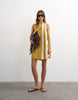 Topshop poplin halter deep hem mini trapeze dress in mustard contrast striped print