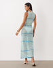 Kiwi & Co floral open crochet high neck sleeveless midaxi beach dress in blue