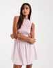 Daisy Street contrast stitch shirred mini dress in pink stripe