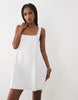 Mango cotton rich scoop neck mini dress in white