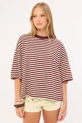 Lioness Bloom Short Sleeve Plum Stripe