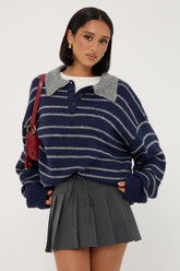 Luck & Trouble Waist Cord Tie Pleated Skirt Grey